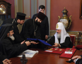 Святейший Патриарх Кирилл принял делегацию Иерусалимского Патриархата